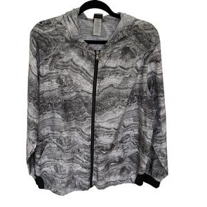 Champion women’s marbled gray breathable vented windbreaker jacket size XXL